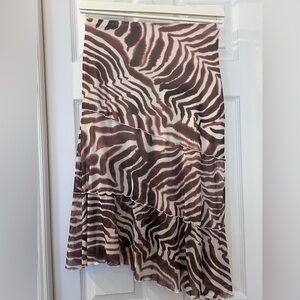 SHEIN Asymmetrical Zebra Print Skirt in Brown and Cream